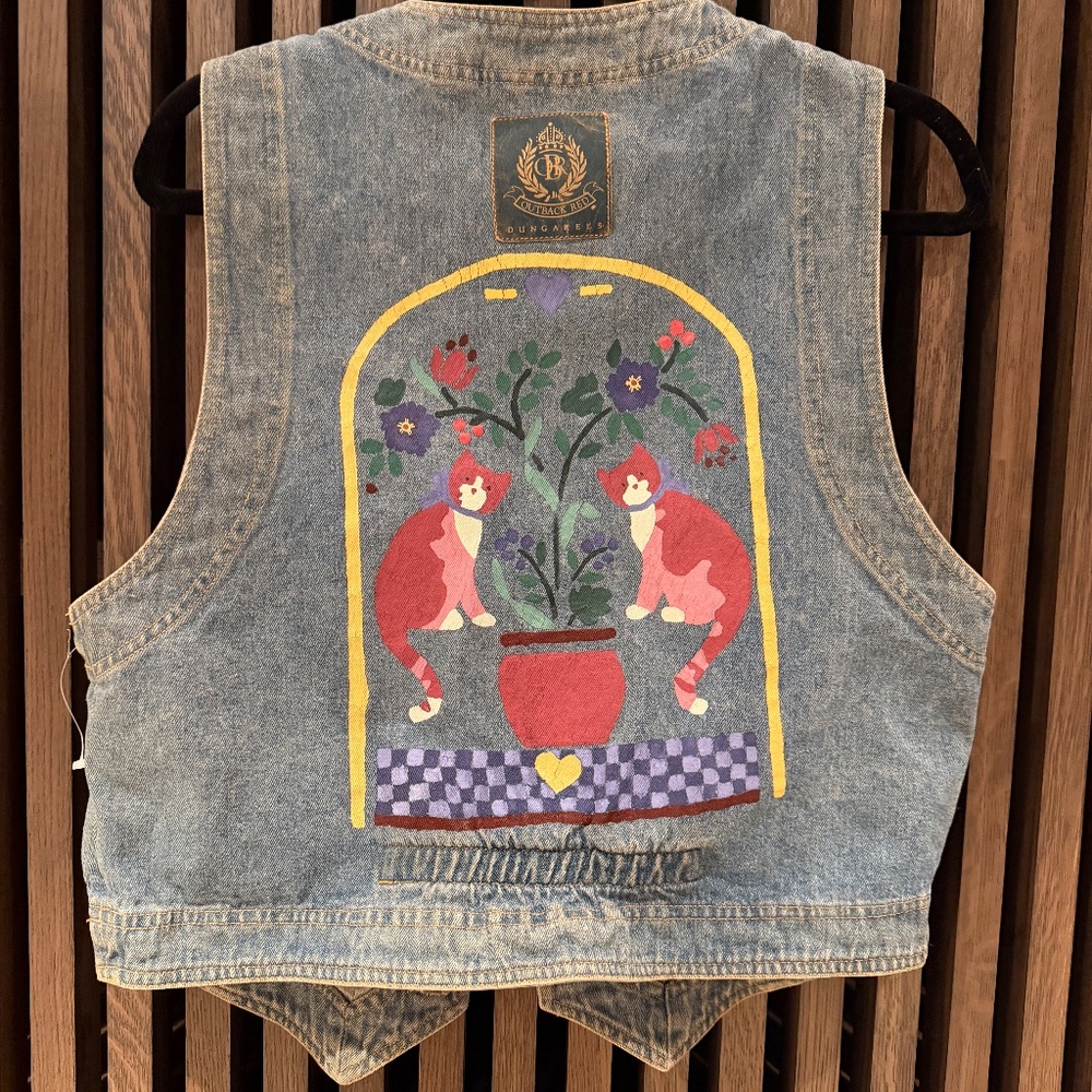 Hand Painted Denim Vest w/ Cats